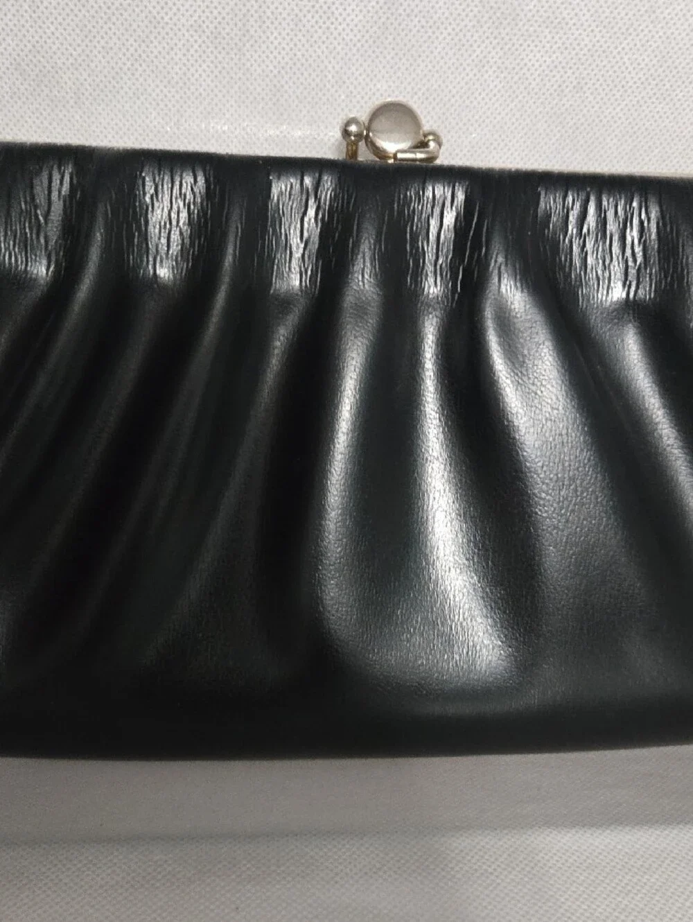 Garey Vintage Soft Gathered Frame Clutch in Black H6xW13x1